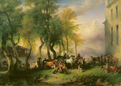 Veemarkt op Maria Plain, 1837 door Friedrich Gauermann